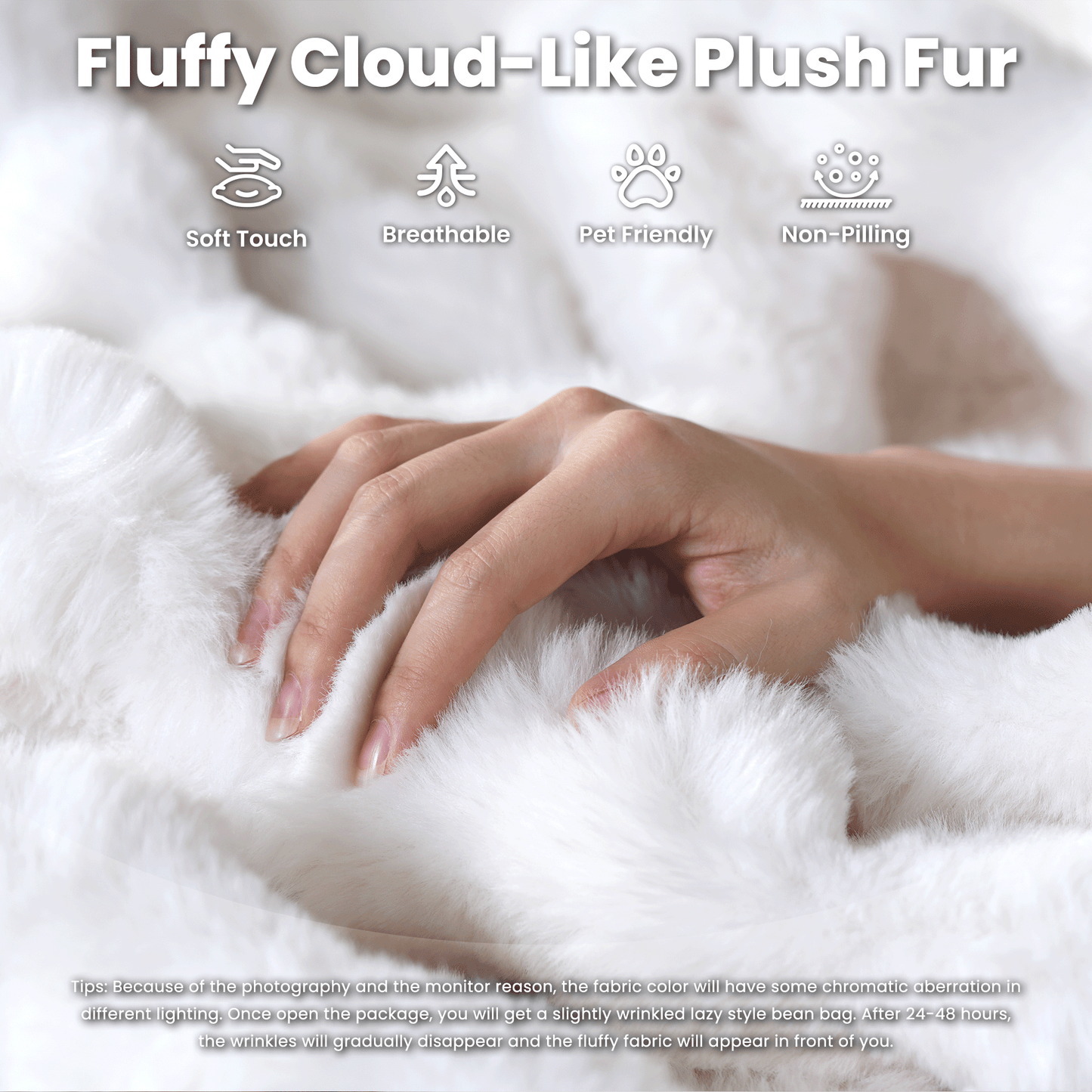 OVIOS Luxurious Fluffy Faux Fur Bean Bag Couch