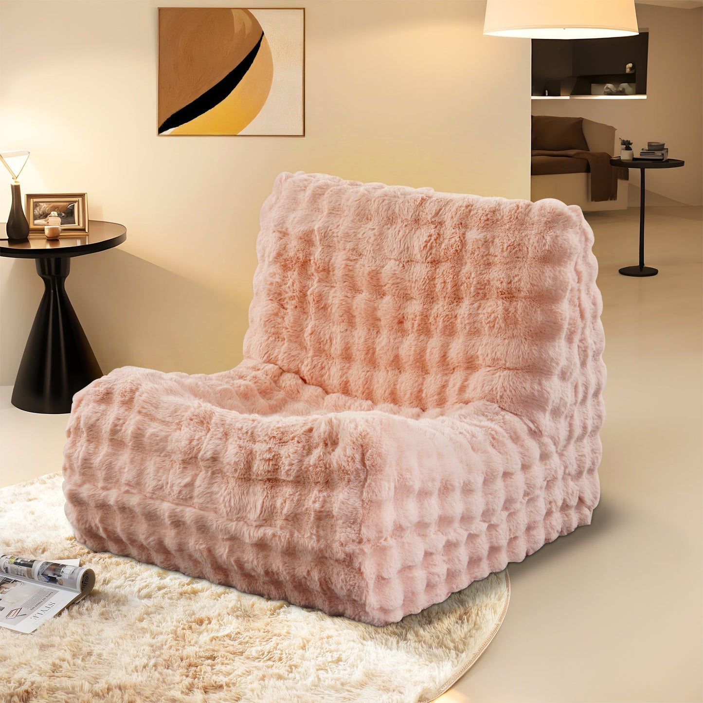 OVIOS Luxurious Fluffy Faux Fur Bean Bag Couch