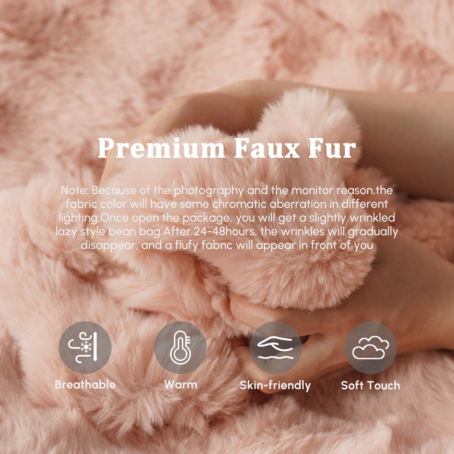 OVIOS Luxurious Fluffy Faux Fur Bean Bag Couch