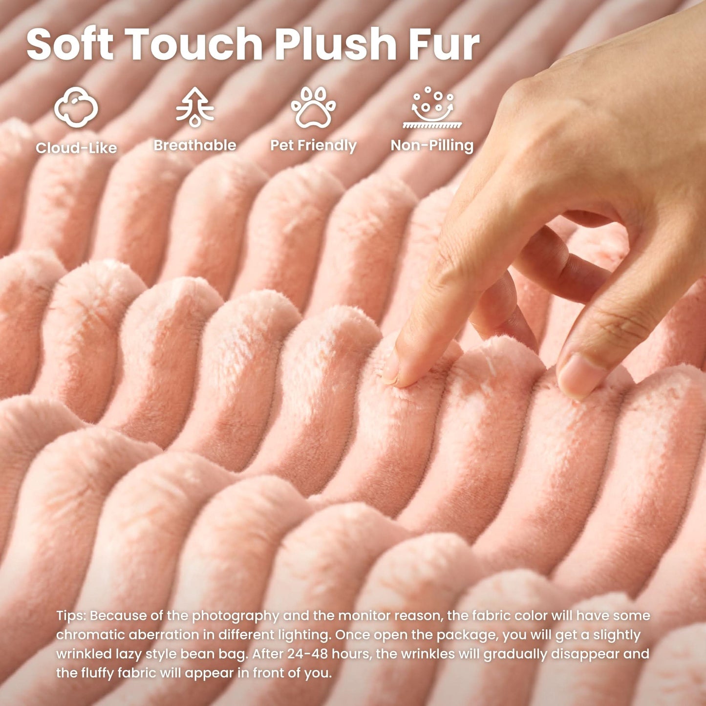 OVIOS Boneless Chaise Lounge,Luxurious Faux Fur, No Assembly Required