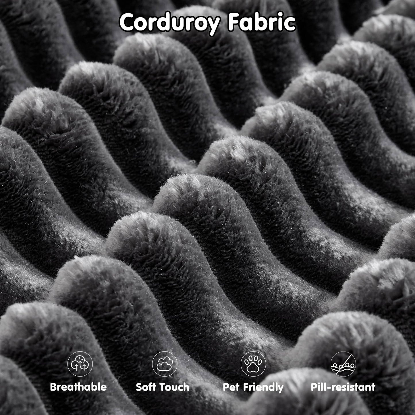 OVIOS 104" L-Shape Modular Couch with Chaise, Plush Corduroy Fabric, No Assembly Required