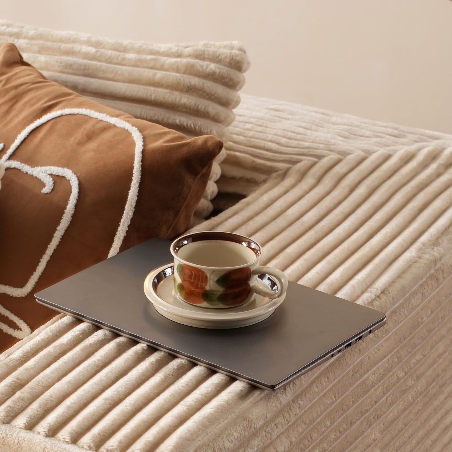 OVIOS 104" L-Shape Modular Couch with Chaise, Plush Corduroy Fabric, No Assembly Required