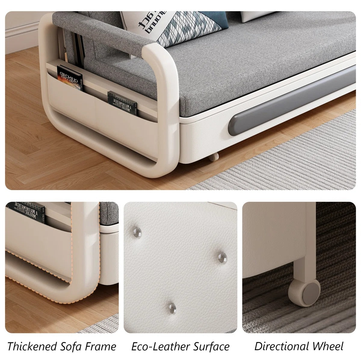 2-in-1 Multifunctional Sofa Bed w/ Adjustable Backrest & Storage