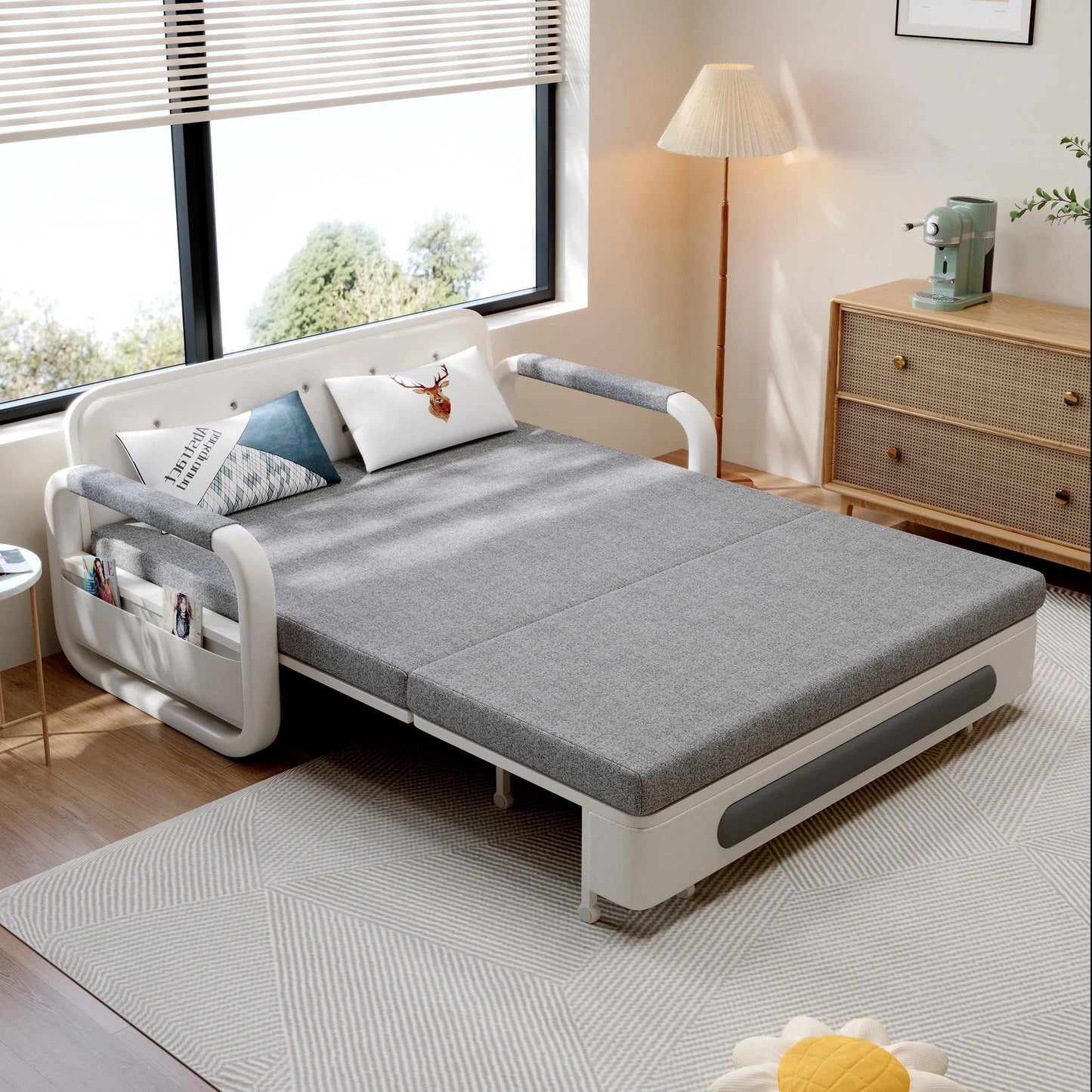 2-in-1 Multifunctional Sofa Bed w/ Adjustable Backrest & Storage