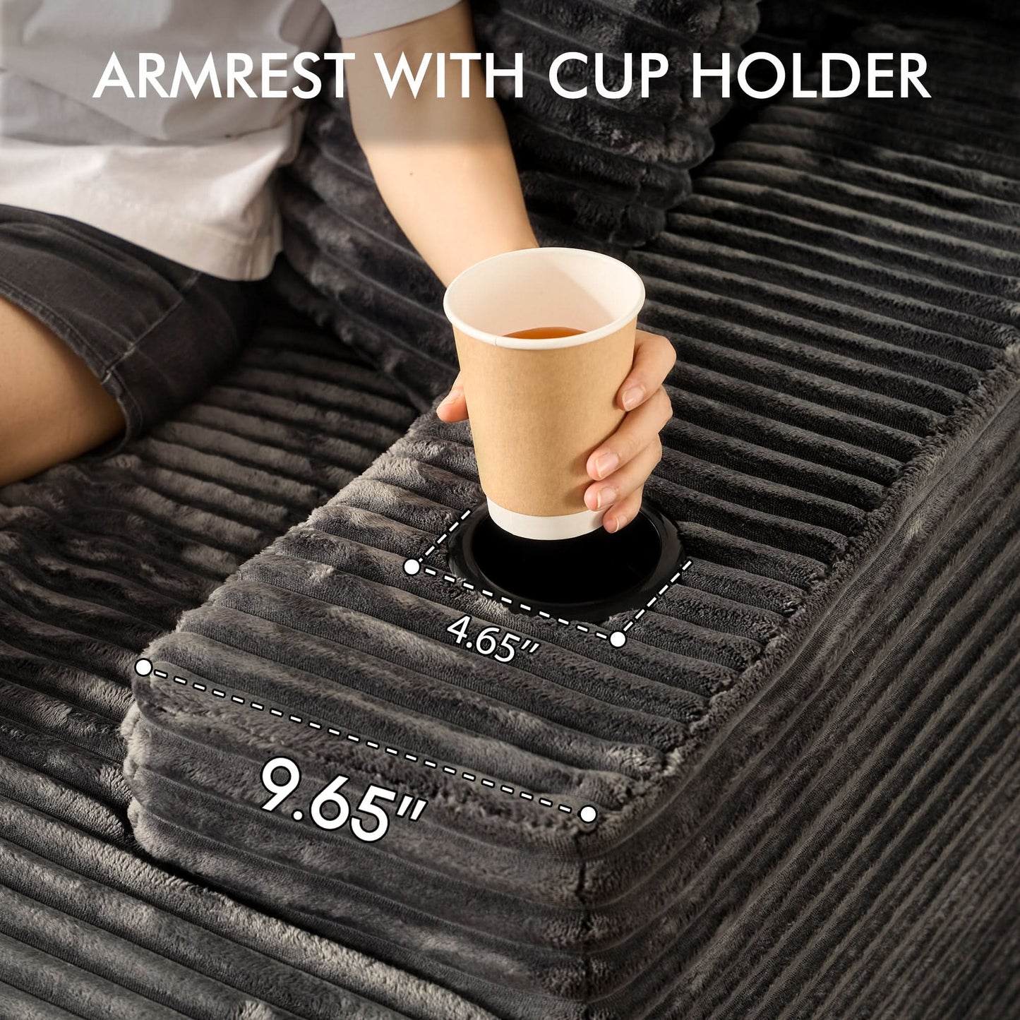 OVIOS 67'' Chaise Lounge Chair with Cup Holders