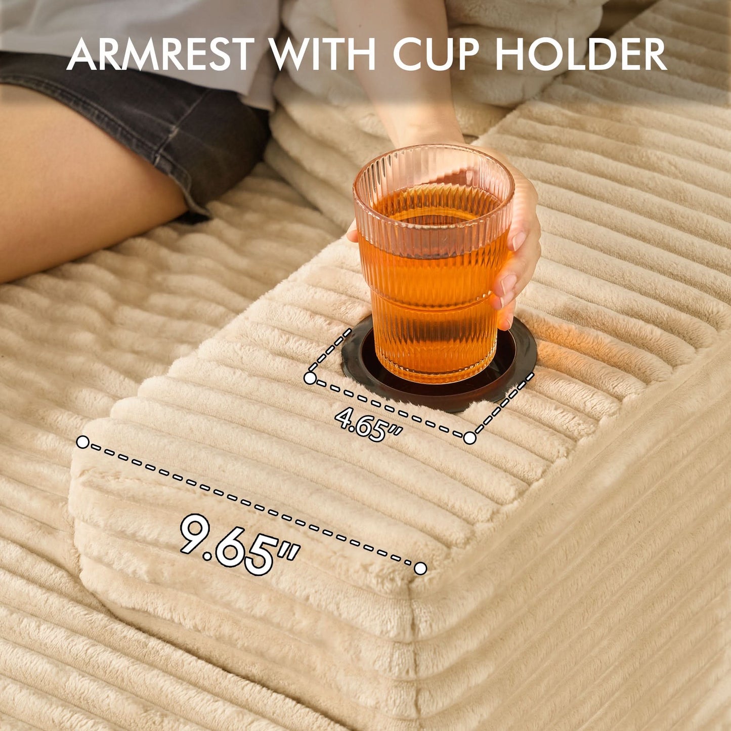 OVIOS 67'' Chaise Lounge Chair with Cup Holders