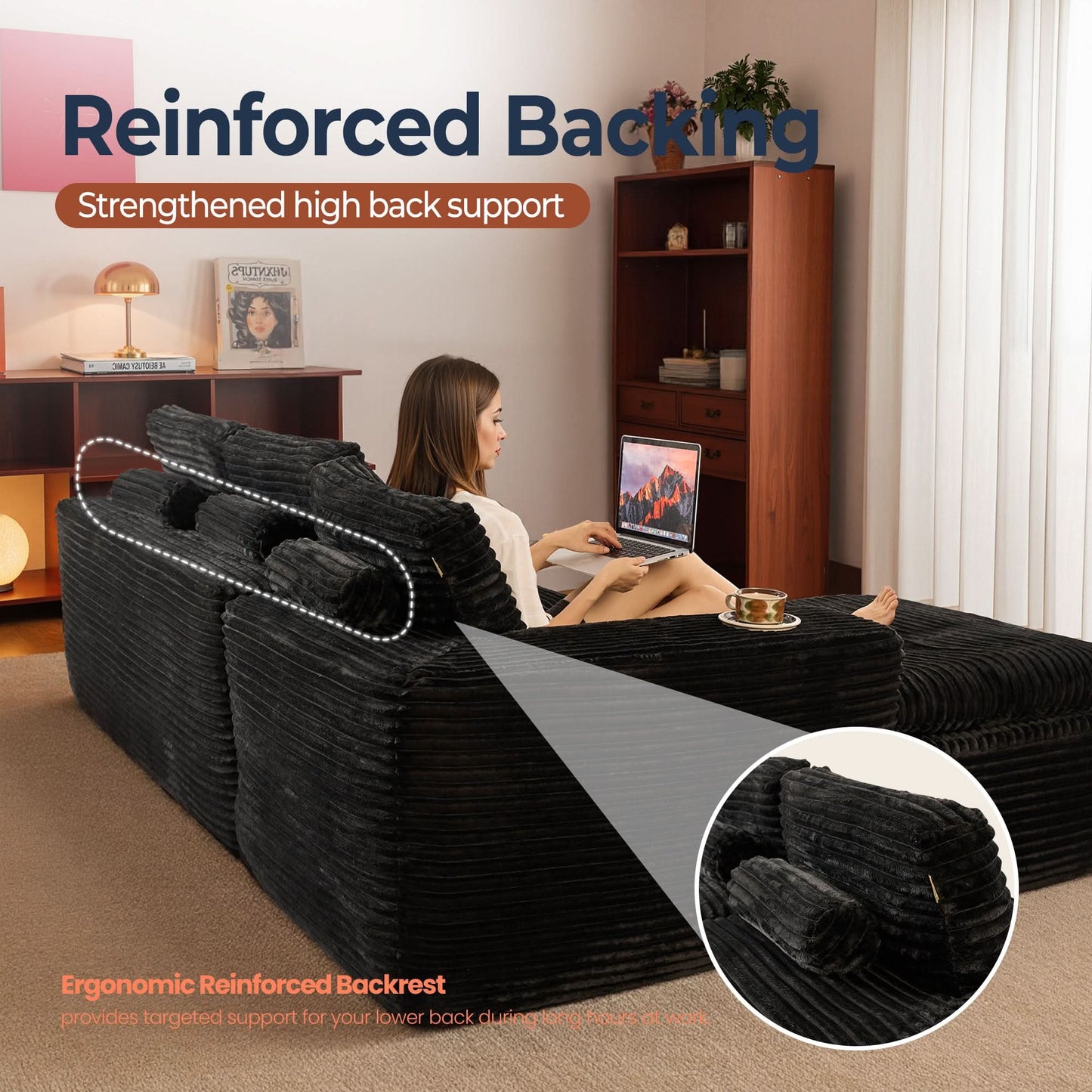 OVIOS 105" Modular Sectional Sofa with Chaise,Deep Seat Cloud Couch, Modern L-Shape