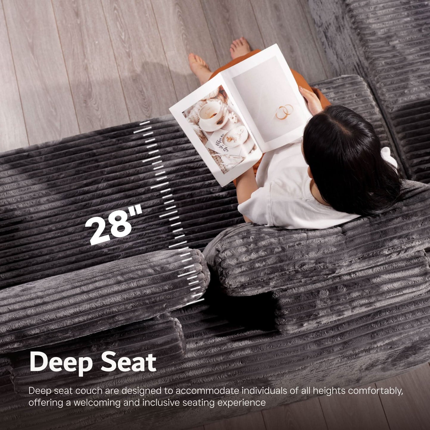 OVIOS Modular Sectional Cloud Sofa, Plush Corduroy with Memory Foam, U-Shaped Chaise, No Assembly Required