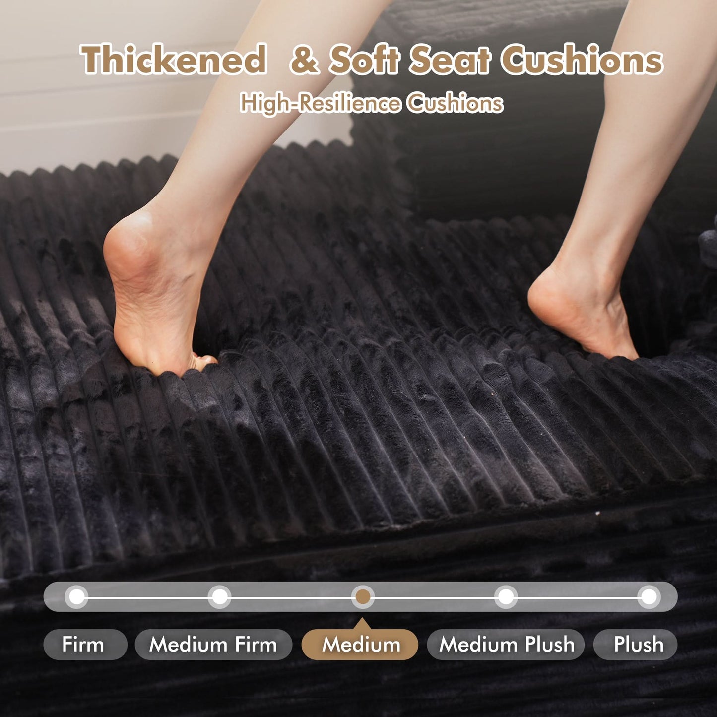 OVIOS Modular Cloud Sofa with Memory Foam, U-Shaped Chaise, Corduroy Upholstery - No Assembly Needed