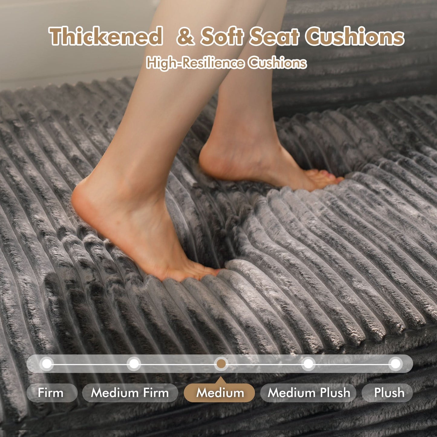 OVIOS Modular Cloud Sofa with Memory Foam, U-Shaped Chaise, Corduroy Upholstery - No Assembly Needed