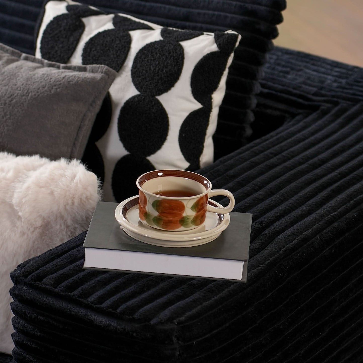 OVIOS 104" L-Shape Modular Couch with Chaise, Plush Corduroy Fabric, No Assembly Required